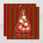 Kerstboom met rode en gouden bubbels kaart (Voorkant / Achterkant)
