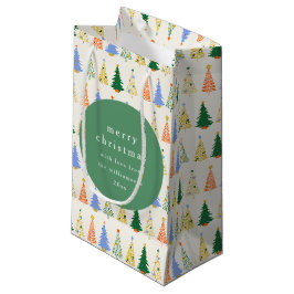 Kerstboom met rode en groene personalisatie voor f klein cadeauzakje