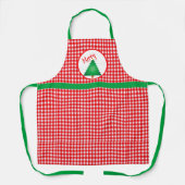 Kerstboom met rode Gingham Festive Holiday Schort (Voorkant)