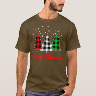 kerstboom met rode groene witte structuur Merry Xm T-shirt