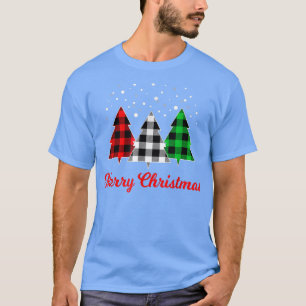 kerstboom met rode groene witte structuur Merry Xm T-shirt