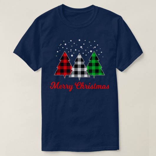 kerstboom met rode groene witte structuur Merry Xm T-shirt (Design voorkant)