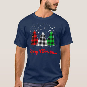 kerstboom met rode groene witte structuur Merry Xm T-shirt