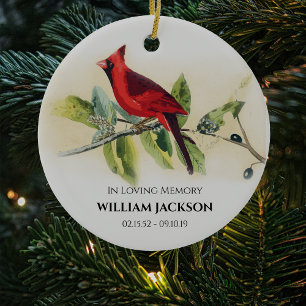 Kerstboom met Rode Kardinaal Keramisch Ornament