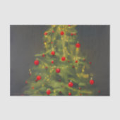 kerstboom met rode kroonvlekken op donkergrijs tissuepapier (Voorkant)