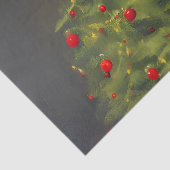 kerstboom met rode kroonvlekken op donkergrijs tissuepapier (Detail)