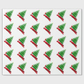 Kerstboom met Rode Lint Cadeaupapier (Vlak)