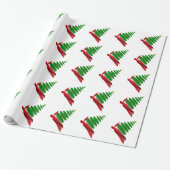 Kerstboom met Rode Lint Cadeaupapier (Uitgerold)