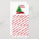 Kerstboom met rode lint feestdagenkaart (Voorkant / Achterkant)
