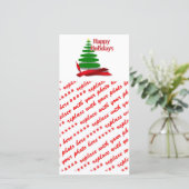 Kerstboom met rode lint feestdagenkaart (Staand voorkant)