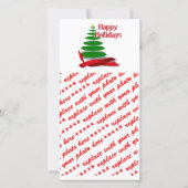 Kerstboom met rode lint feestdagenkaart (Voorkant)