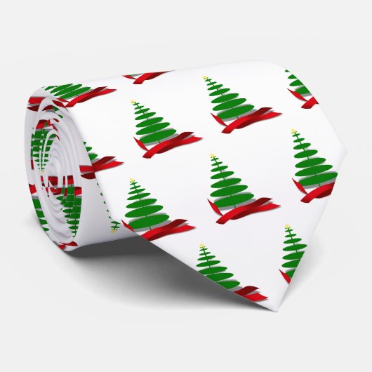 Kerstboom met rode lint Kerstmis Stropdas (Opgerold)