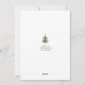 Kerstboom met rode ornamenten feestdagenkaart (Achterkant)