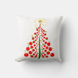 Kerstboom met rode stippen en gouden ster kussen