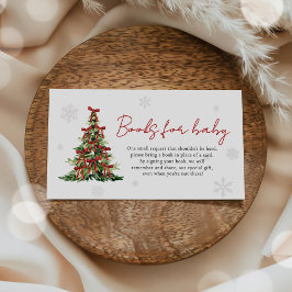 Kerstboom met rode strik boeken voor baby baby sho informatiekaartje