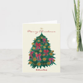 Kerstboom met Rode Strik Kerstkaart Feestdagen Kaart