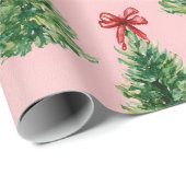 Kerstboom met rode strik | Roze inpakpapier (Rol Hoek)