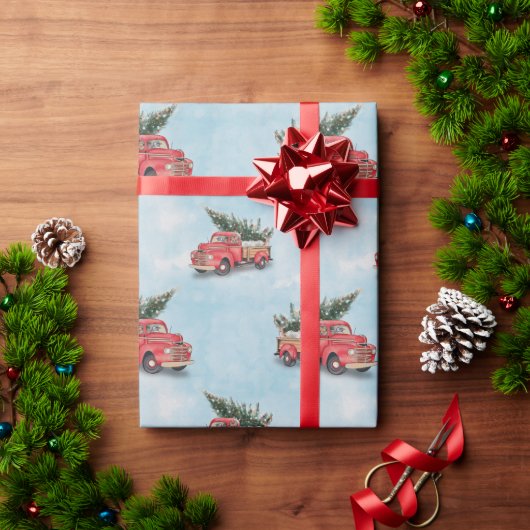  kerstboom met rode vrachtwagen cadeaupapier (Feestdagen Geschenken)