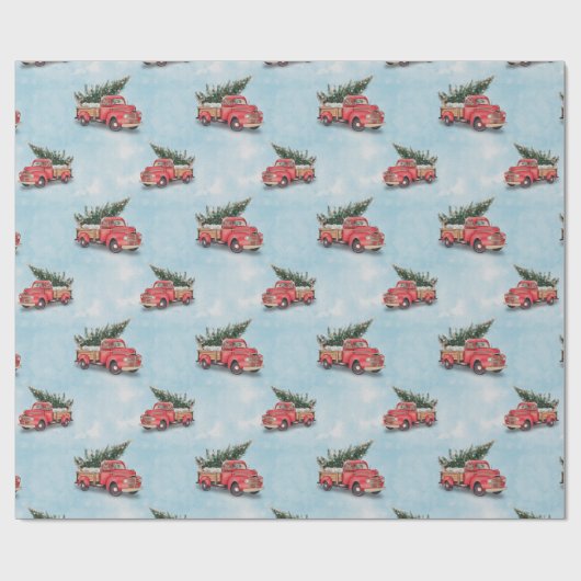  kerstboom met rode vrachtwagen cadeaupapier (Vlak)