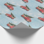  kerstboom met rode vrachtwagen cadeaupapier (Hoek)