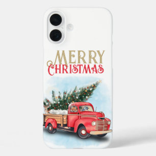  kerstboom met rode vrachtwagen iPhone 16 plus hoesje