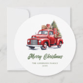  kerstboom met rode vrachtwagen feestdagenkaart (Voorkant)