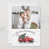  kerstboom met rode vrachtwagen Foto Rustic Feestdagenkaart (Voorkant)