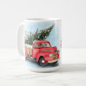  kerstboom met rode vrachtwagen koffiemok (Voorkant links)