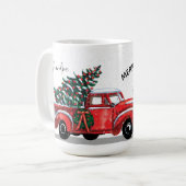  kerstboom met rode vrachtwagen opa naam koffiemok (Voorkant links)