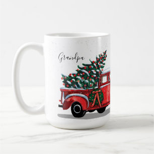 kerstboom met rode vrachtwagen opa naam koffiemok