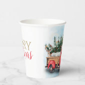  kerstboom met rode vrachtwagen papieren bekers (Rechts)