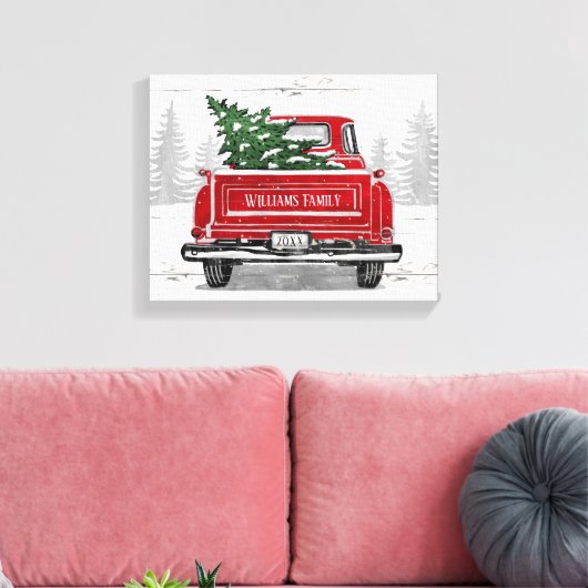 kerstboom met rode vrachtwagen Rustige naam Canvas Afdruk (Insitu (Woonkamer))