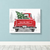 kerstboom met rode vrachtwagen Rustige naam Canvas Afdruk (Insitu (Houten vloer))