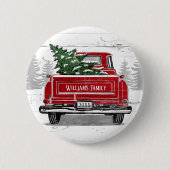  kerstboom met rode vrachtwagen Rustige naam Ronde Button 5,7 Cm (Voorkant)