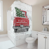  kerstboom met rode vrachtwagen Rustige naam Showe Douchegordijn (In situ)