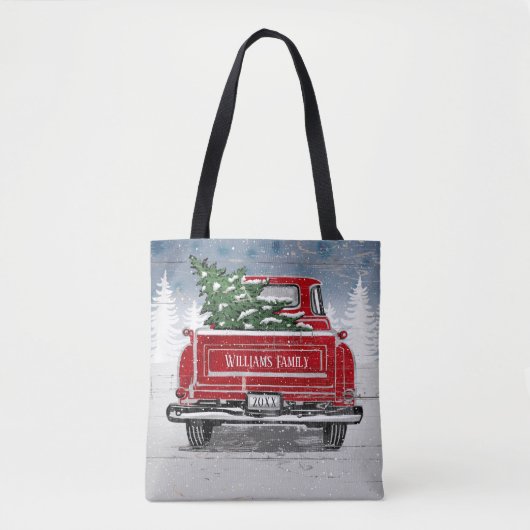  kerstboom met rode vrachtwagen Rustige naam Tote Bag (Voorkant)