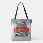  kerstboom met rode vrachtwagen Rustige naam Tote Bag (Achterkant)