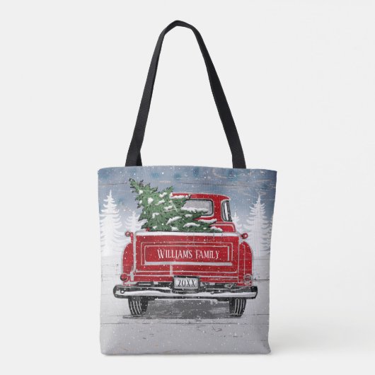 kerstboom met rode vrachtwagen Rustige naam Tote Bag (Achterkant)