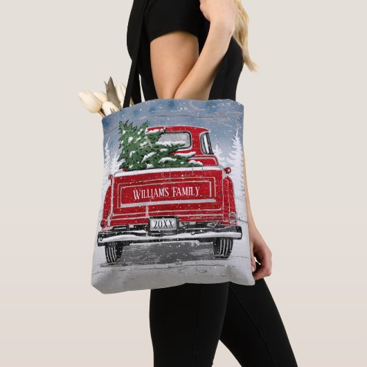  kerstboom met rode vrachtwagen Rustige naam Tote Bag (Dichtbij)