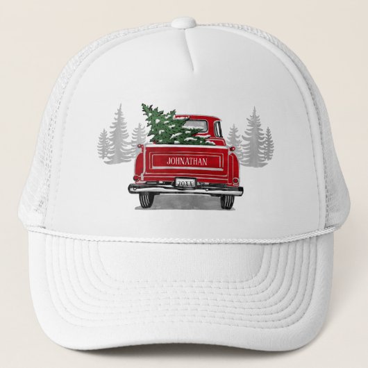  kerstboom met rode vrachtwagen Rustige naam Trucker Pet (Voorkant)