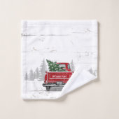  kerstboom met rode vrachtwagen Rustige pine naam Bad Handdoek (Wasdoekje)