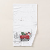  kerstboom met rode vrachtwagen Rustige pine naam  Bad Handdoek (Handdoek)