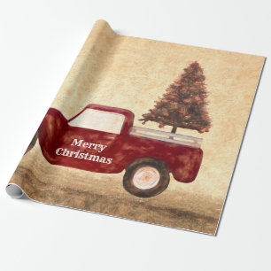  kerstboom met rode vrachtwagen Rustische boerderi Cadeaupapier