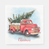  kerstboom met rode vrachtwagen servet (Voorkant)
