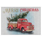 kerstboom met rode vrachtwagen snijplank (Voorkant)