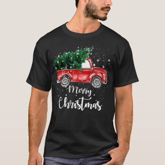  kerstboom met rode vrachtwagen t-shirt (Voorkant)
