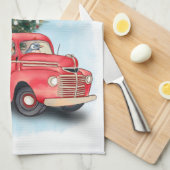  kerstboom met rode vrachtwagen theedoek (Quarter Fold)