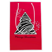 Kerstboom met rode zebraprint medium cadeauzakje (Voorkant)