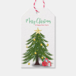 kerstboom met rood cadeau cadeaulabel