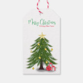 kerstboom met rood cadeau cadeaulabel (Achterkant)